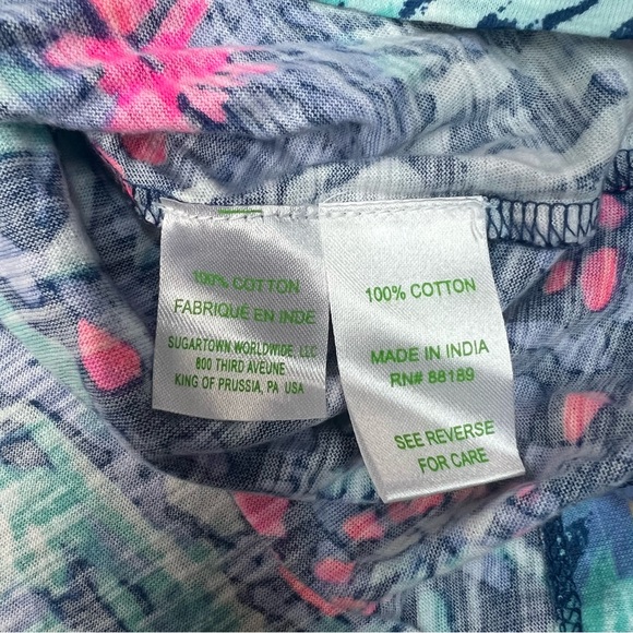 Lilly Pulitzer Tank Top Womens XXS Essie Smocked Neckline Cotton indigo Gypsea - Picture 5 of 7